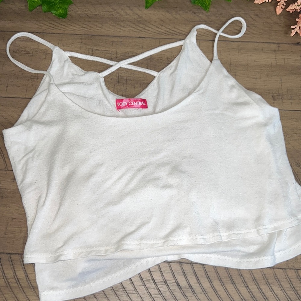 Body Central White Spaghetti Strap Crop Top